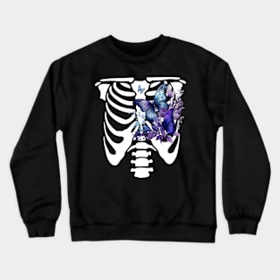 Floral Purple Butterfly Skeleton Crewneck Sweatshirt